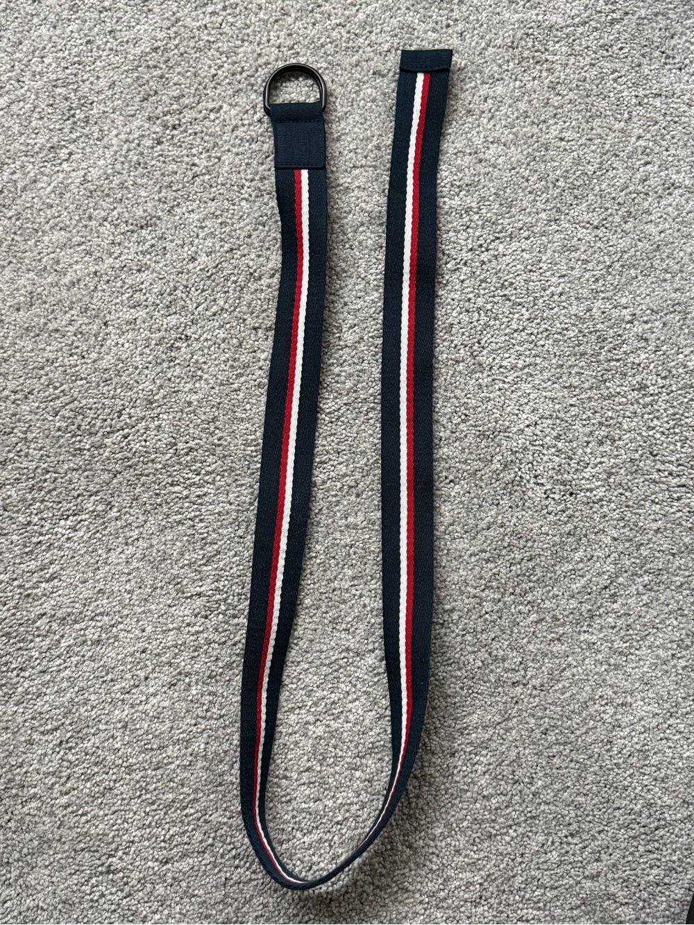 Tommy Hilfiger Navy Webbing Belt with Red and White Stripes